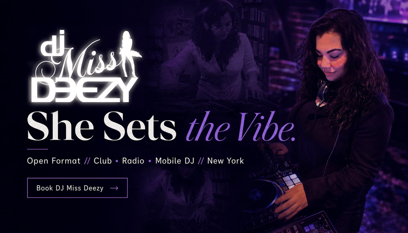 DJ Miss Deezy performing live — Hudson Valley open format DJ for clubs, radio and events, First Lady of the World Famous Vinyl Squad, based in New York