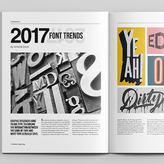 Typography - Magazine Spread: 2017 Font Trends - made by Amanda Davis